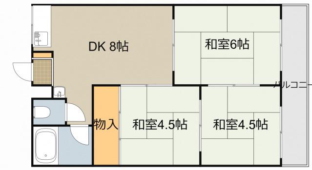 大日松原マンション(3DK/5階)の間取り写真