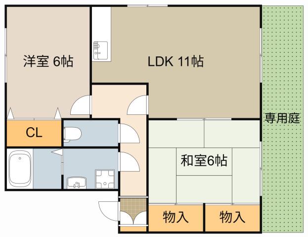ハイツコヘイA棟(2LDK/1階)の間取り写真