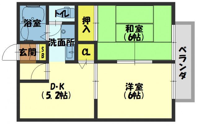 ハイツルーラル(2DK/2階)の間取り写真