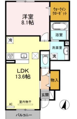 フェリーチェSAIDO(1LDK/1階)の間取り写真
