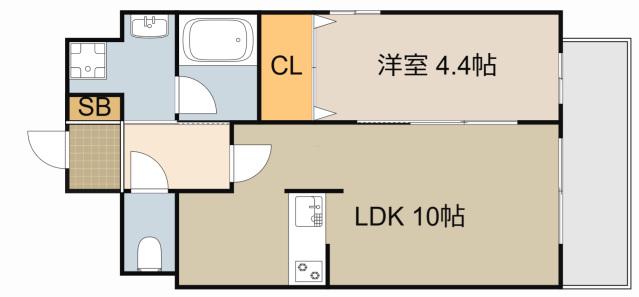 PRESTANCE香里(1LDK/5階)の間取り写真