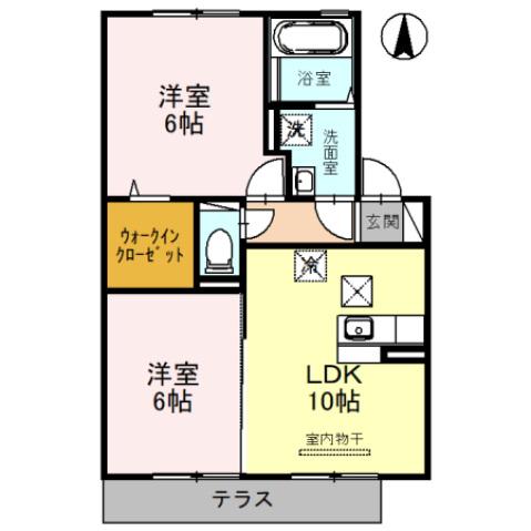 メゾン・アズールA棟(2LDK/2階)の間取り写真