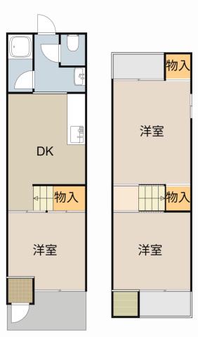 京阪電気鉄道京阪線 萱島駅 徒歩8分 2階建 築43年(3DK)の間取り写真