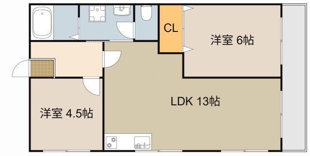 レオハイムKOYA(2LDK/3階)の間取り写真