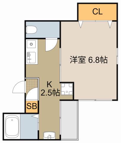 URO桜木町(1K/2階)の間取り写真