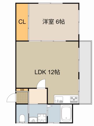 プラシード・パラッツオ・ウーノ(1LDK/2階)の間取り写真