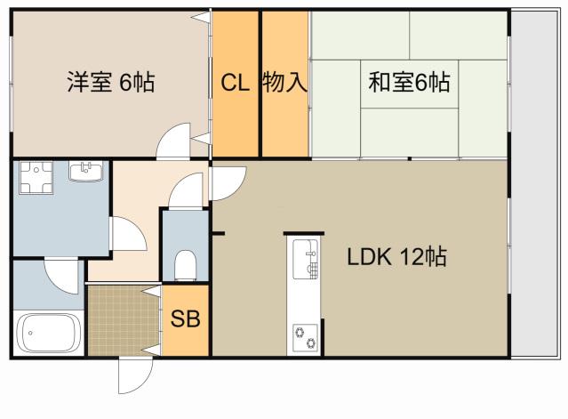 エテルノⅠ(2LDK/2階)の間取り写真