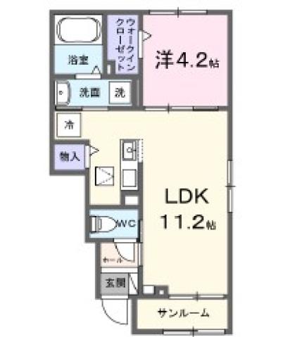 フランアンジュ(1LDK/1階)の間取り写真