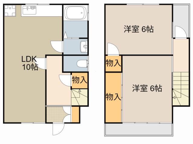 京阪電気鉄道京阪線 萱島駅 徒歩10分 2階建 築45年(2LDK)の間取り写真
