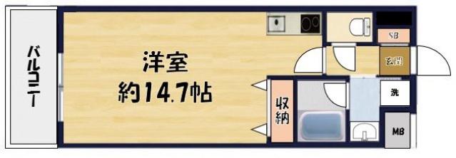 エスポワール香里園(ワンルーム/3階)の間取り写真