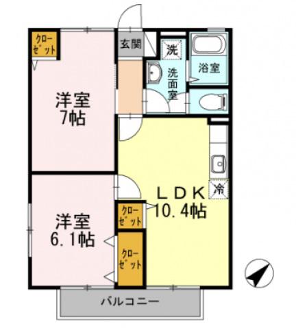 グランシャリオ(2LDK/2階)の間取り写真