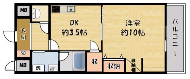 サンセールV(1DK/2階)の間取り写真