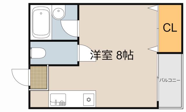 リベルテ古川橋(1K/2階)の間取り写真