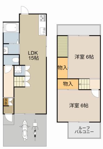 京阪電気鉄道京阪線 大和田駅(大阪) 徒歩5分 2階建 築47年(2LDK)の間取り写真