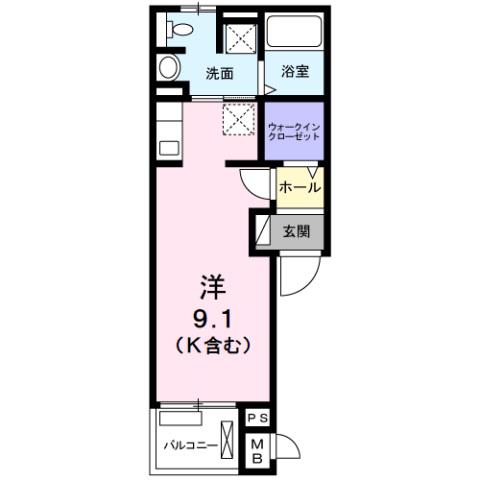 スペリオール門真南(ワンルーム/2階)の間取り写真
