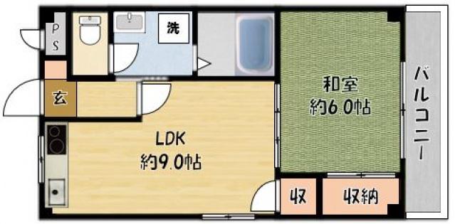 ルミエールハイツ守口(1LDK/2階)の間取り写真