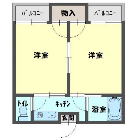 ピュアスモトC棟(2K/4階)の間取り写真