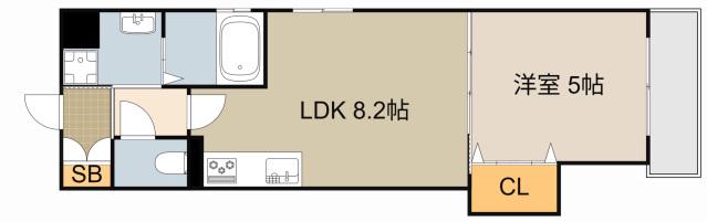 フォレストクリエオーレ城垣町壱番館(1LDK/1階)の間取り写真