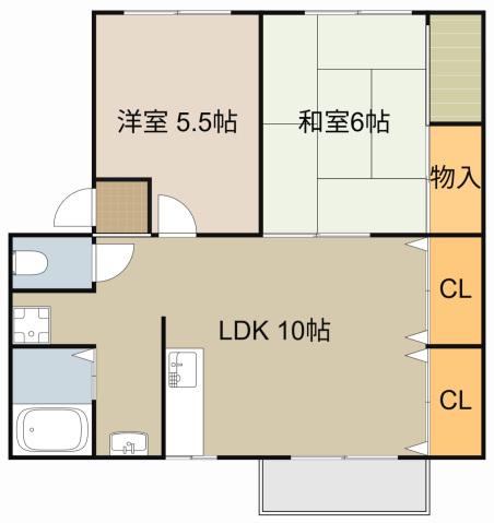 ハイツ栄(2LDK/1階)の間取り写真