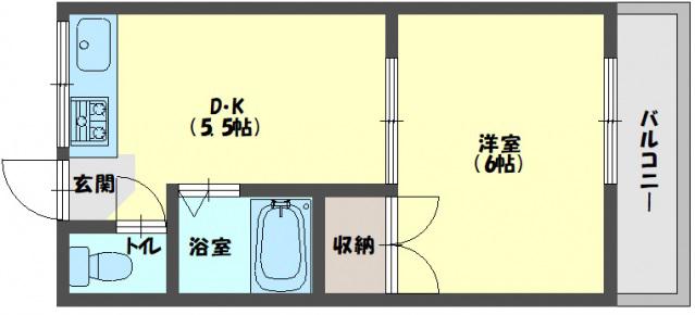 末広大丸マンション(1DK/2階)の間取り写真