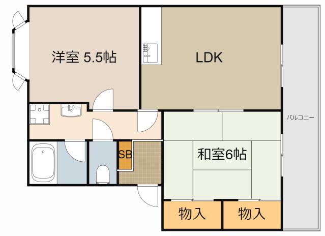 メゾン昴(2LDK/1階)の間取り写真