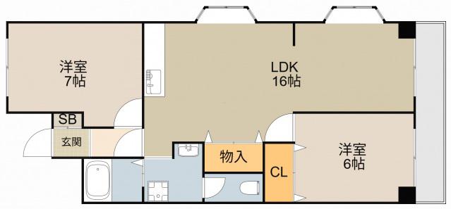 ハイメゾン岩田(2LDK/2階)の間取り写真