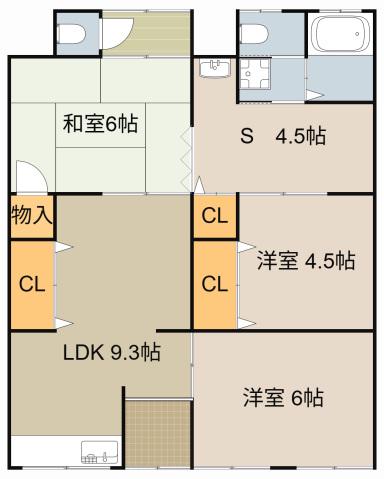 足立文化(3SLDK/1階)の間取り写真