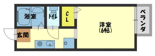 アネックス北巣本(1K/2階)の間取り写真