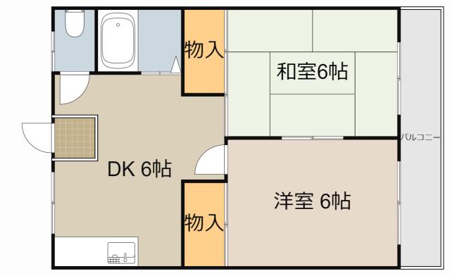 寝屋川スカイハイツ(2DK/5階)の間取り写真