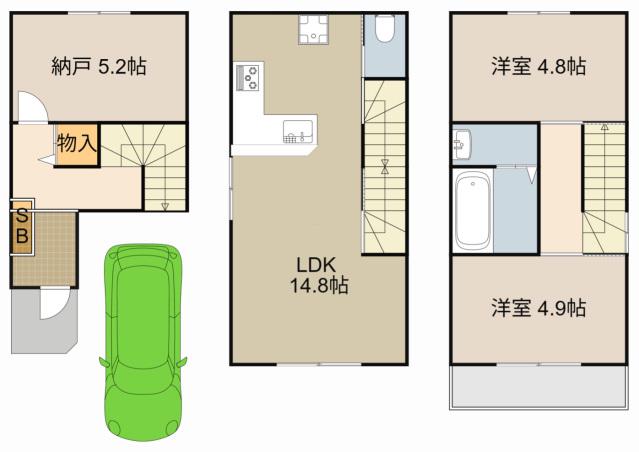 京阪電気鉄道京阪線 寝屋川市駅 徒歩15分 3階建 築2年(2SLDK)の間取り写真
