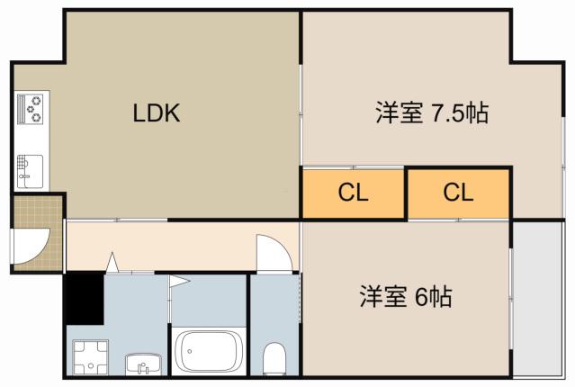 シティーライフ橋本(2LDK/4階)の間取り写真