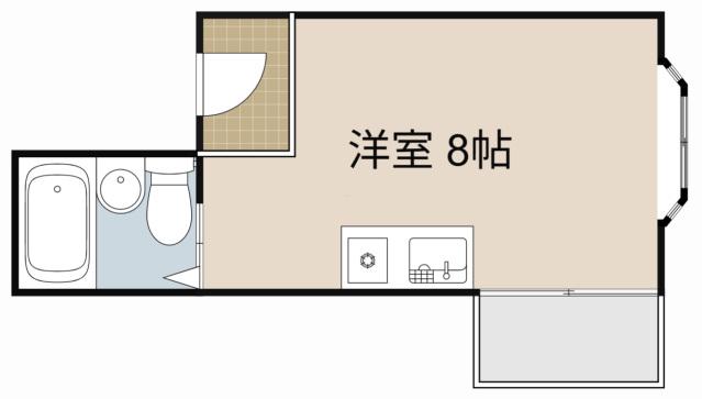 本町ハイツ(ワンルーム/2階)の間取り写真