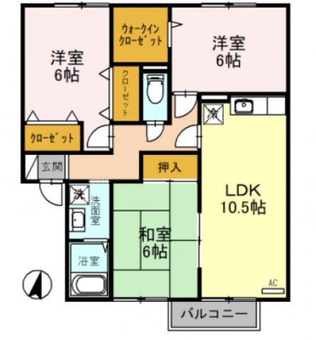 アゼリアパレスノ-ス(3LDK/2階)の間取り写真