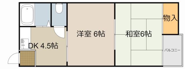 秀和第1ハイツ(2DK/4階)の間取り写真