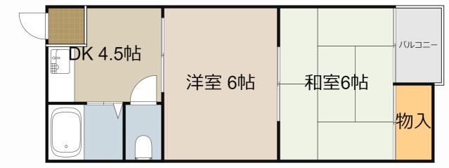 秀和第1ハイツ(2DK/4階)の間取り写真