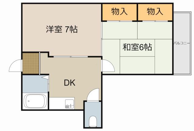 古川ビレッチ(2DK/4階)の間取り写真