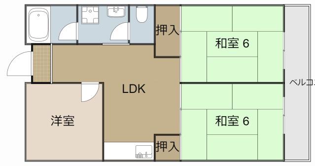 ロイヤルハイツ木村1号館(3LDK/4階)の間取り写真
