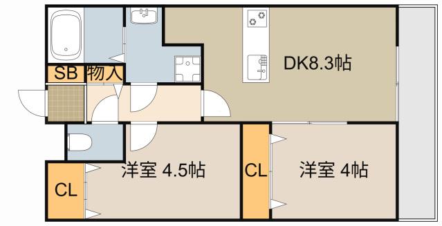 ACT池田本町(2DK/3階)の間取り写真
