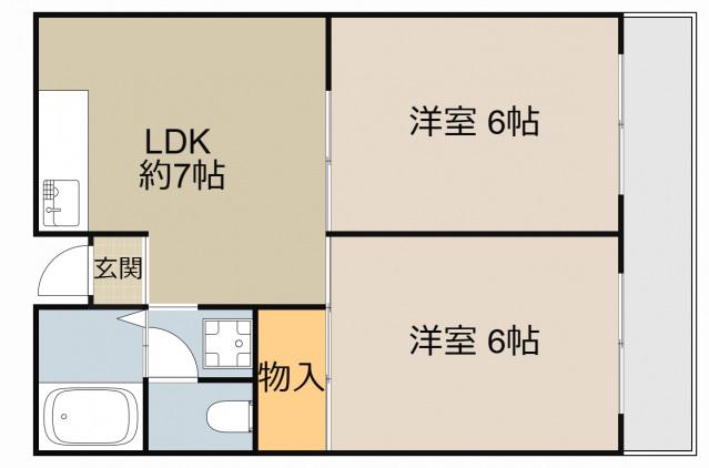 GM藤田町イースト(2DK/3階)の間取り写真