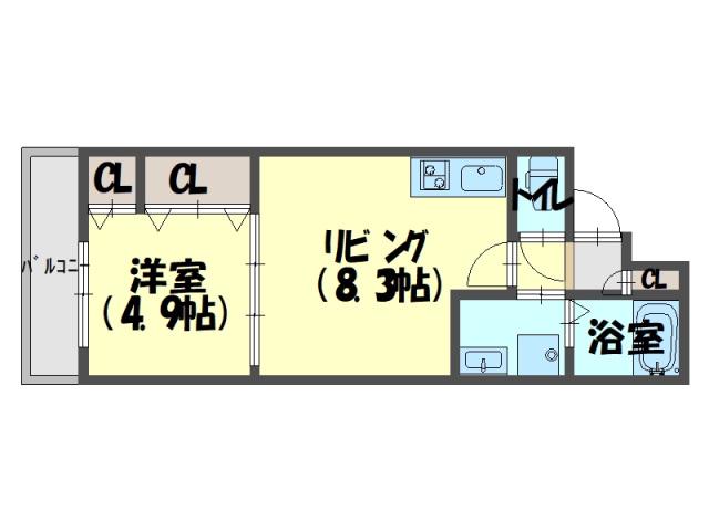 クレアール大久保町(1LDK/2階)の間取り写真