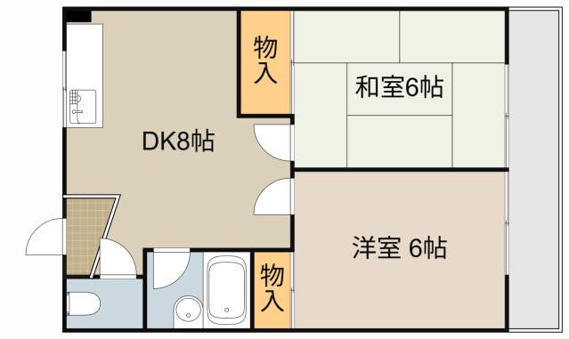 京阪電気鉄道京阪線 大和田駅(大阪) 徒歩9分 4階建 築41年(2DK/4階)の間取り写真