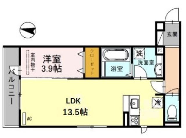 AVENIR(1LDK/1階)の間取り写真