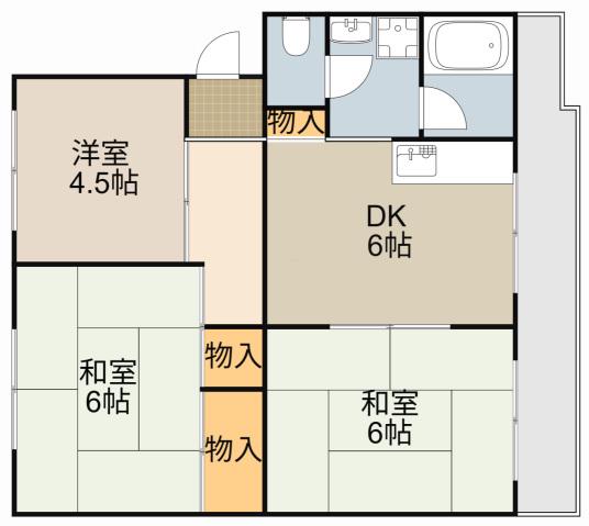 KNハイツ(3DK/1階)の間取り写真