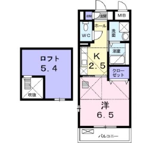 SUN BELL&寝屋川(1K/2階)の間取り写真
