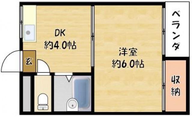 サニーヴィレッジ(1DK/3階)の間取り写真