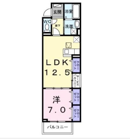 梶町3丁目(1LDK/1階)の間取り写真
