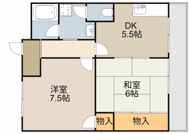 大西マンション(2DK/1階)の間取り写真