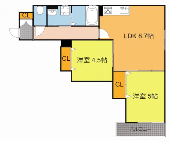 ピレーネ明和(2LDK/1階)の間取り写真