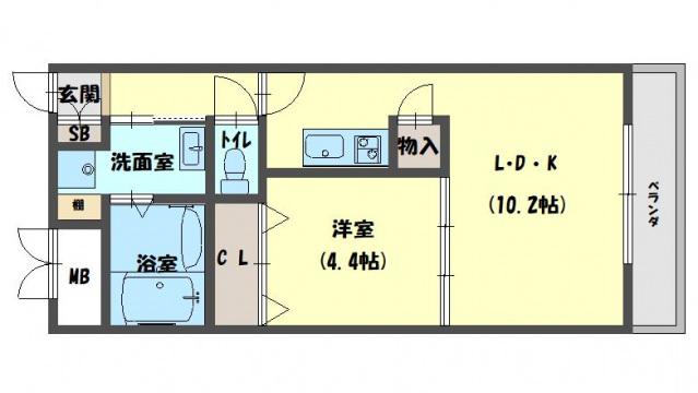MANSION GRACE(1LDK/2階)の間取り写真