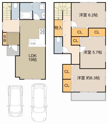 片町線 寝屋川公園駅 徒歩18分 2階建 新築(3LDK)の間取り写真